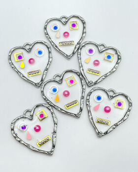 Handmade Cute Heart Face Character Necklace Silver Or Gold Non Tarnish, 5 of 10