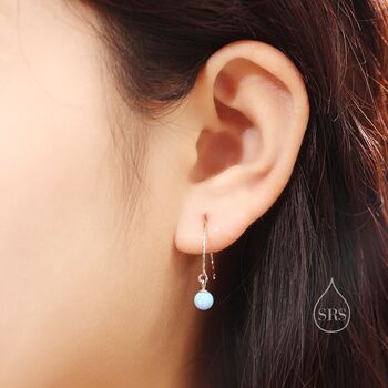 Sterling Silver Blue Opal Bead Dangle Earrings, 8 of 11