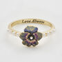 Gold Pansy And Pearl Ring, thumbnail 4 of 8