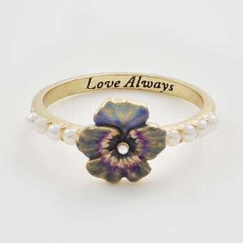 Gold Pansy And Pearl Ring, 4 of 8