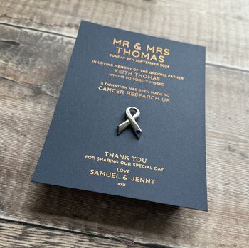 Wedding Favour Charity Pin Card In Memory Of Set Of 10, 2 of 5