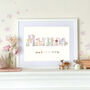 Floral Personalised Flowers Children's Name Print, thumbnail 4 of 5