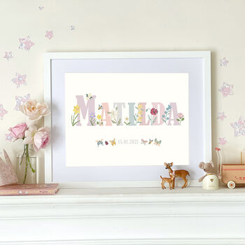 Floral Personalised Flowers Children's Name Print, 4 of 5
