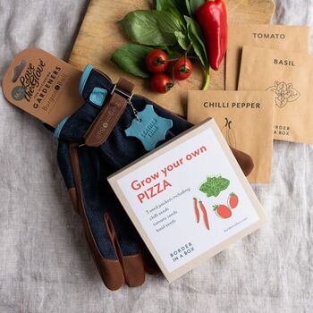Men's Gardening Gloves And Grow Your Own Pizza Seed Box, 4 of 7