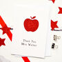 Apple Thank You Teacher Glitter Cut Out Card, thumbnail 1 of 2