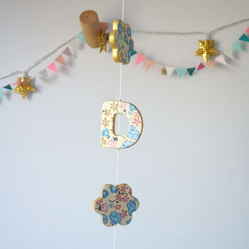Clay Decoupage Flower Mobile With Letter, 4 of 5