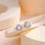 Sterling Silver Moonstone And Cz Sun Stud Earrings, thumbnail 1 of 11