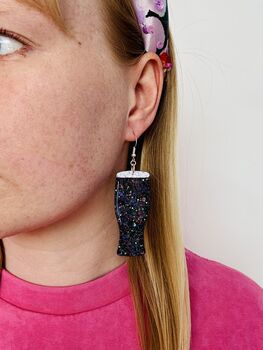 Pint Glass Glitter Resin Earrings / Pub Garden Accessory Gift For Beer Lovers / Friday Feeling Gift Fun Happy Hour Statement Jewellery / Irish Pub Inspired Gift Black And Gold Statement, 5 of 5