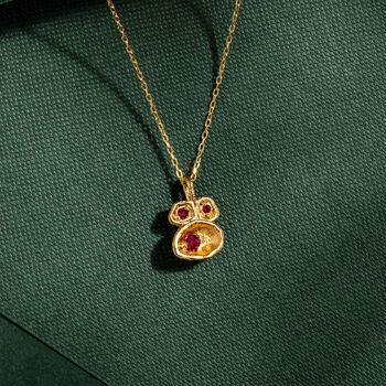 Real Ruby Gold Vermeil Plated Necklace July Birthstone, 4 of 10