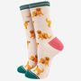 Women's Bamboo Socks Cream Golden Retriever, thumbnail 2 of 4