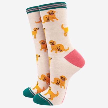 Women's Golden Retriever Bamboo Dog Socks, 2 of 4