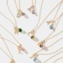 Yellow Gold Initial And Cz Birthstone Necklace, thumbnail 1 of 11