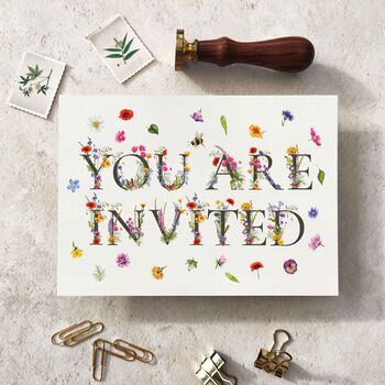 Wildflower Letters Ready To Write Party Invitations, 7 of 9