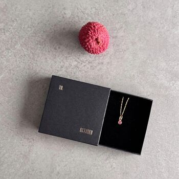 October Birthstone Pink Tourmaline Gold Plated Necklace, 5 of 12