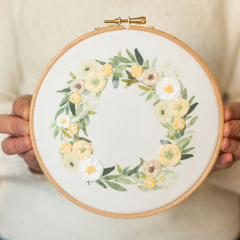 Lemon Wreath Embroidery Hoop Kit, 3 of 5