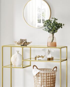 Console Table Tempered Glass Metal Frame Modern Shelves, 6 of 7