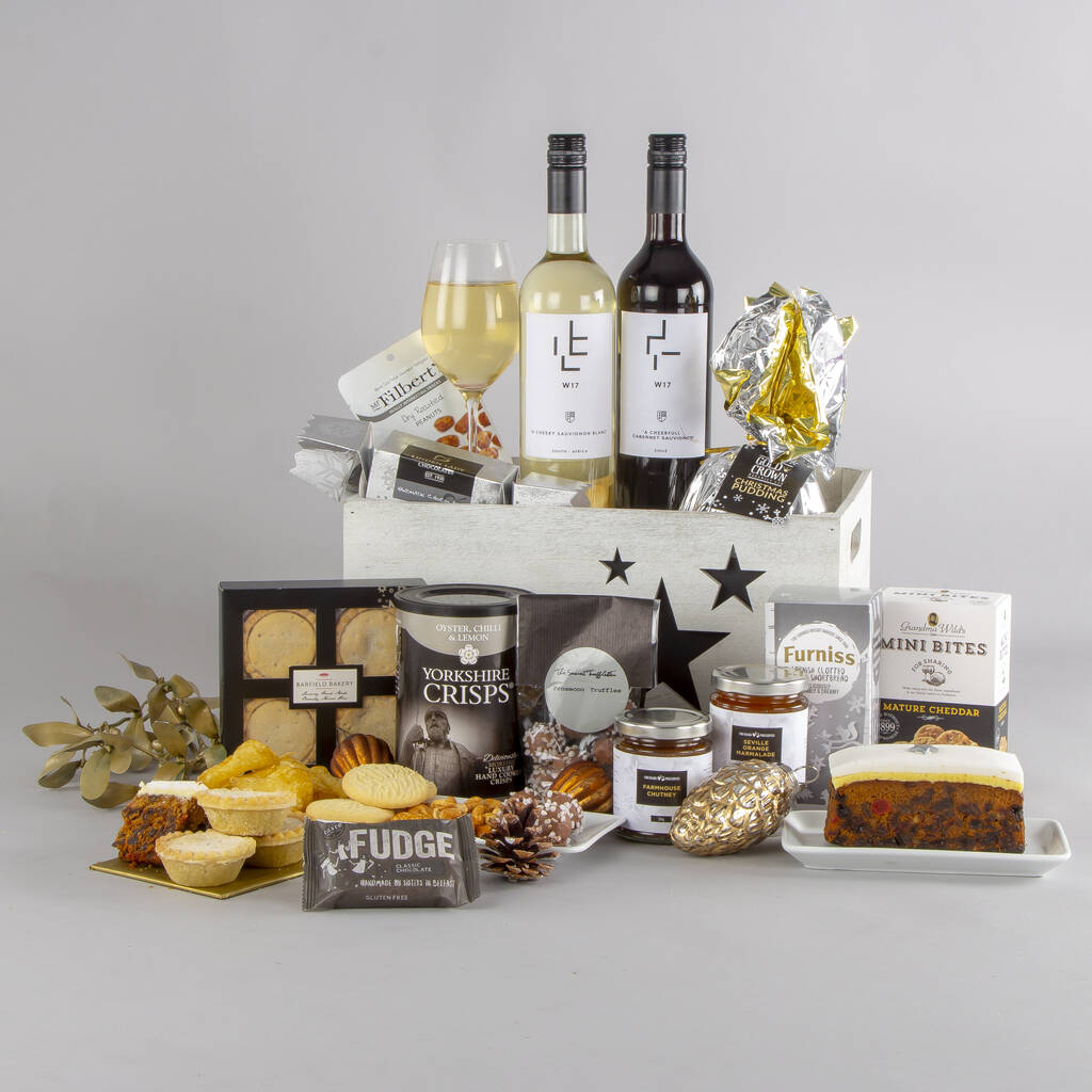 white christmas wooden crate hamper by virginia hayward