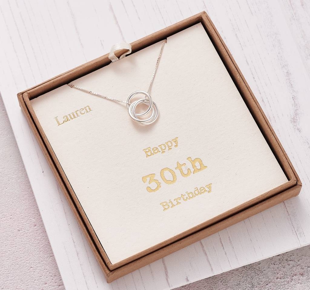 sterling silver happy 30th birthday necklace by attic ...