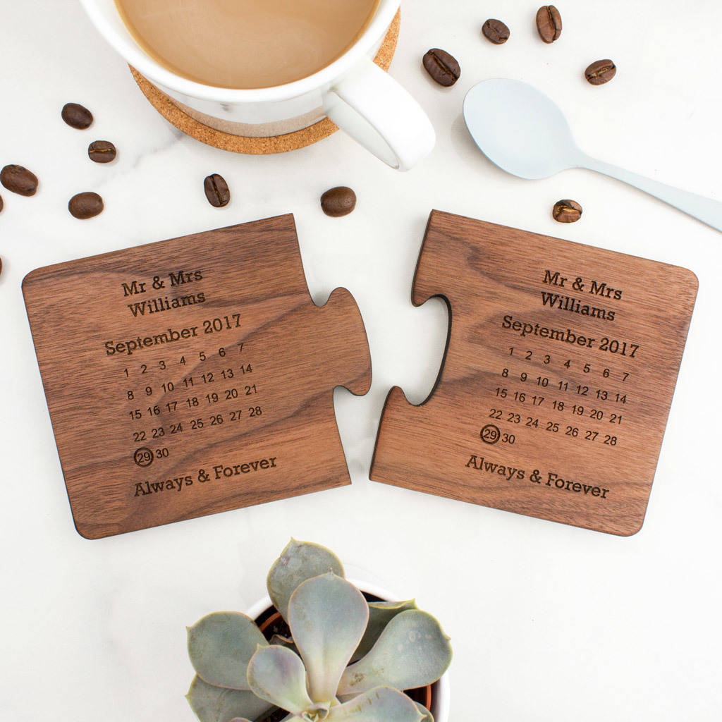Personalised Wedding Gift Coaster Set By Create Love Personalised Wedding Gift Coaster Set