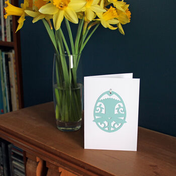 Easter Card With Removable Decoration Blue Floral, 2 of 4
