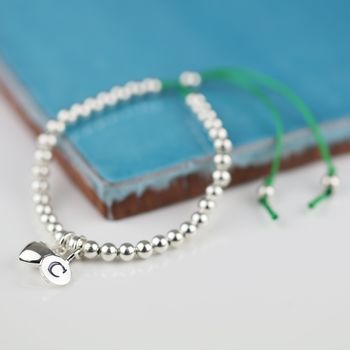 Personalised Silver Heart And Bead Friendship Bracelet, 4 of 8
