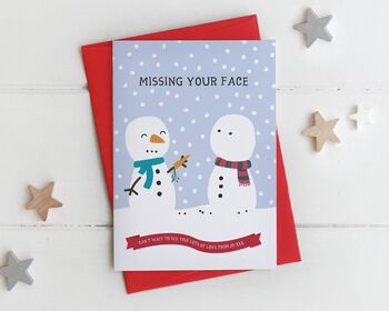 Funny Personalised 'Missing Your Face' Christmas Card, 2 of 3