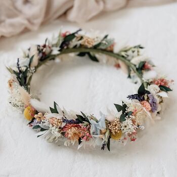 Mabel Pastel Bridal Dried Flower Crown Wedding Headband, 4 of 4