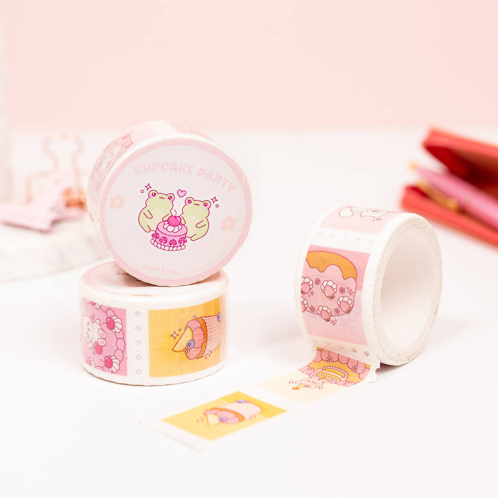Cute Cupcake Party Stamp Sticker Washi Tape, 1 of 4