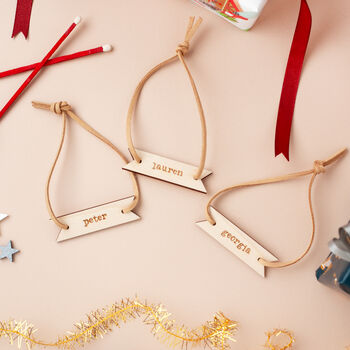 Christmas Personalised Name Napkin Tie Place Setting, 4 of 7