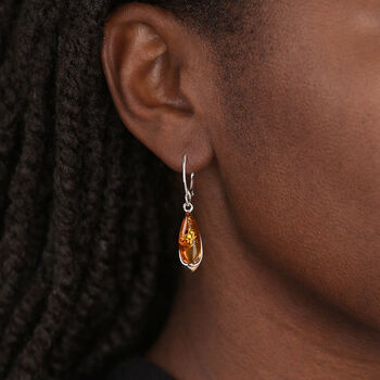 Sterling Silver Baltic Amber Teardrop Earrings – 8mm, 4 of 10