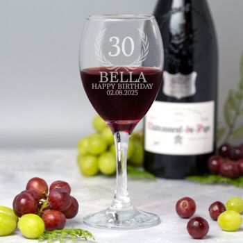 Personalised Birthday Crest Wine Glass, 3 of 8