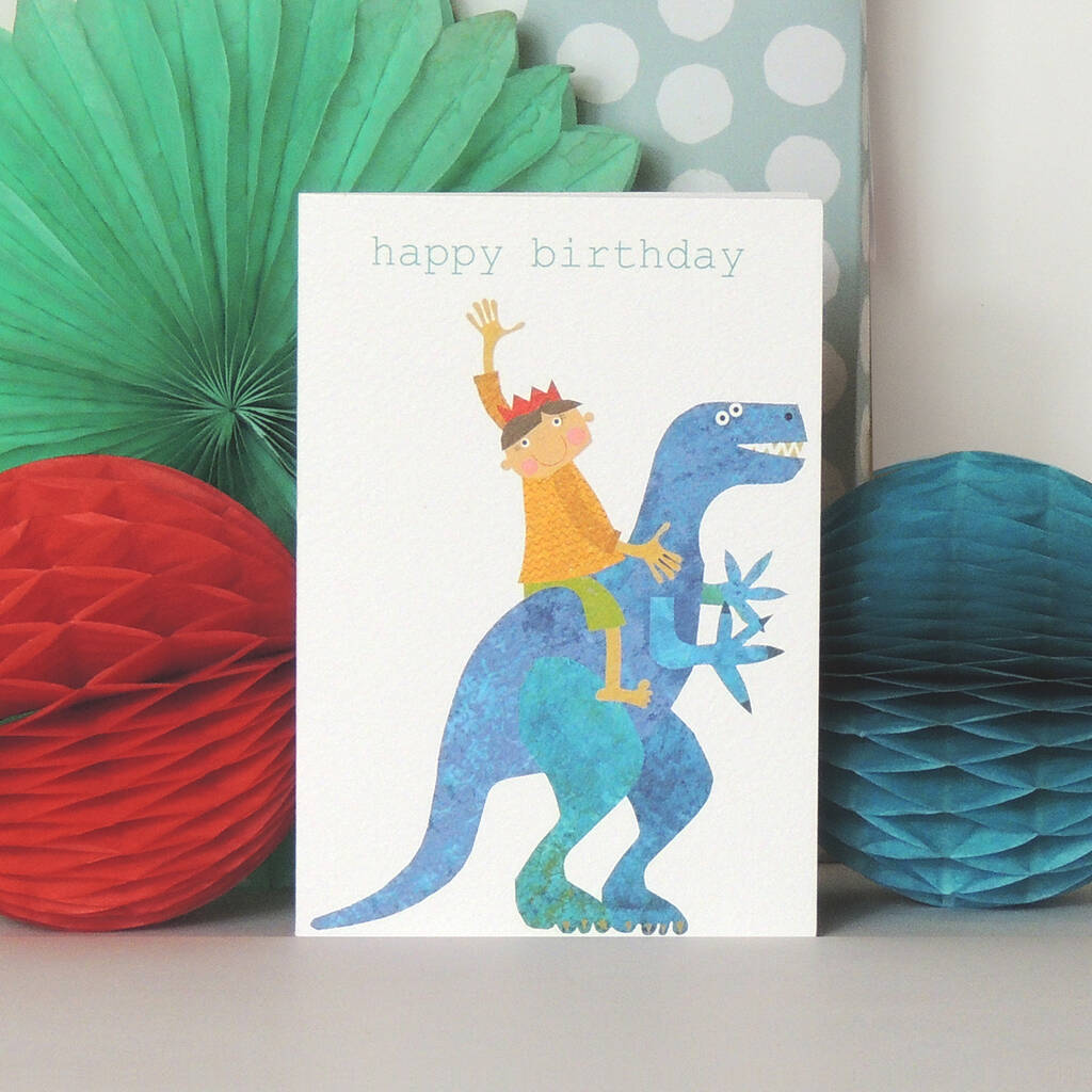 Boy With Dinosaur Birthday Card By Kali Stileman Publishing ...