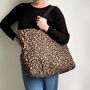 Brown Leopard Print Tote Bag, thumbnail 1 of 6