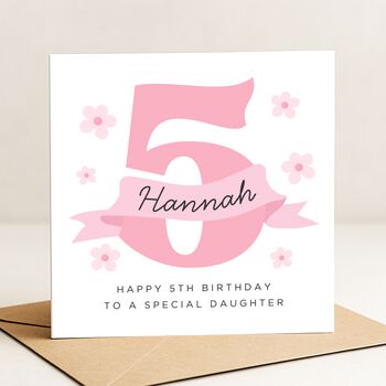 Personalised 5th Pink Birthday Card For Daughter, 2 of 7