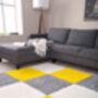The Rugs Geometric Shaggy Rug Yellow Checkered Rug, thumbnail 4 of 12