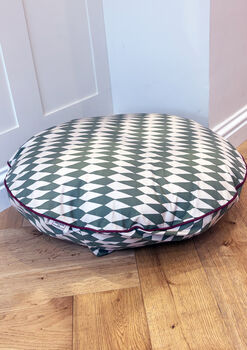 Olive Diamond Piped Dog Bed, 6 of 7