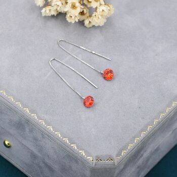 Garnet Red Cz Dot Threader Earrings, 5 of 10