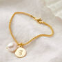 Gold Letter Bracelet With Freshwater Pearl, thumbnail 7 of 7