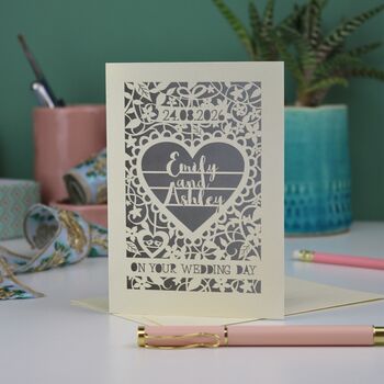 Personalised Papercut 'On Your Wedding Day' Card, 10 of 10
