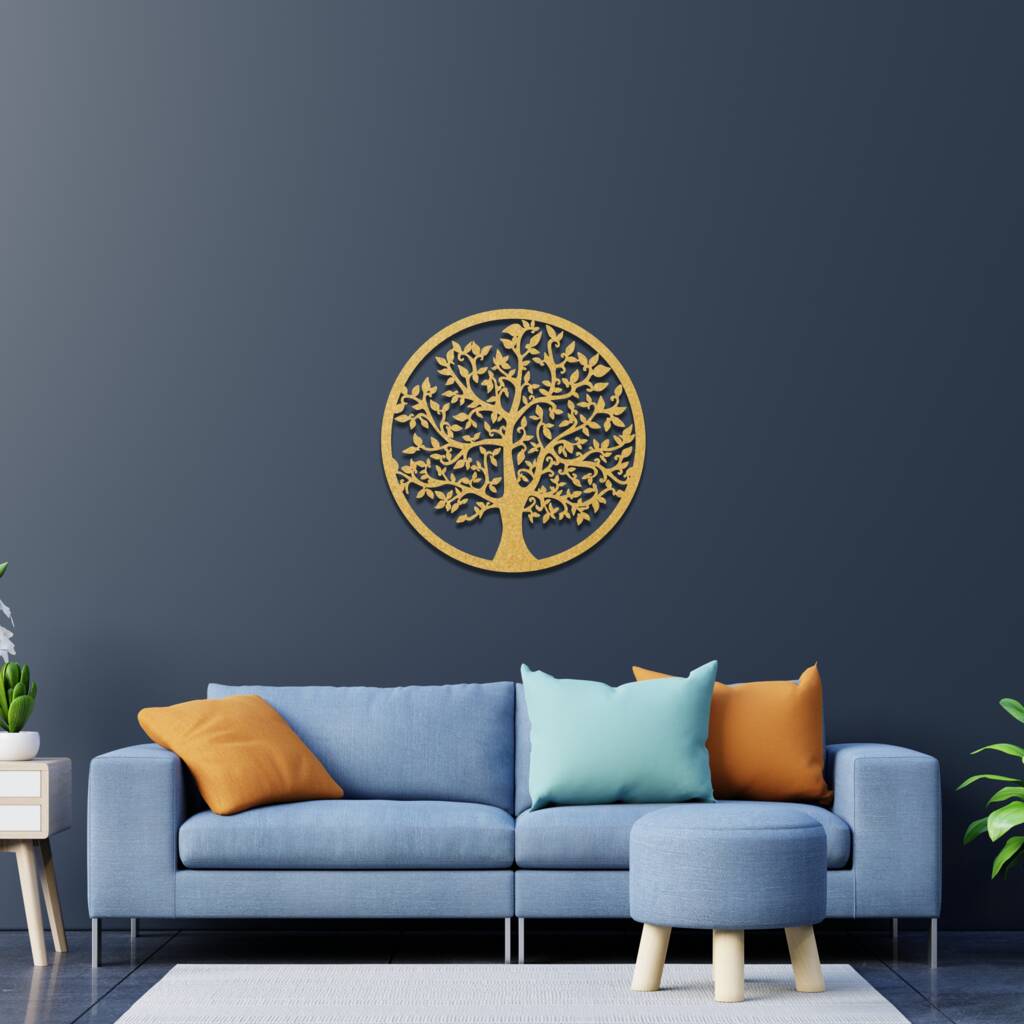 Wooden Tree Of Life Wall Art, Round Tree Wall Decor By Duke Craft