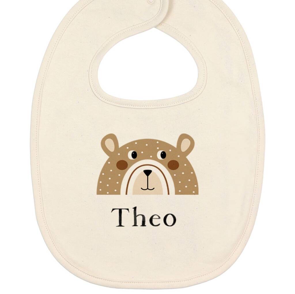 Boho Bear Personalised Baby Bib