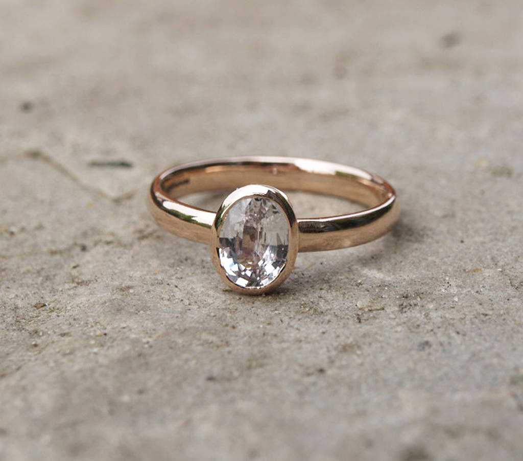 White Sapphire Rose Gold Ring By Karen Johnson