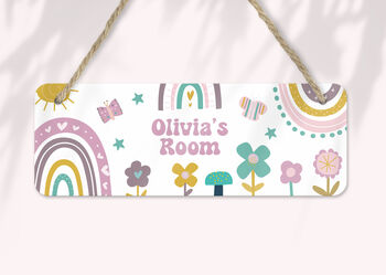 Personalised Rainbow Door Sign, Boho Nursery Decor, 2 of 2
