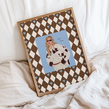 Yeehaw Blue And Brown Cowgirl Print, 3 of 3
