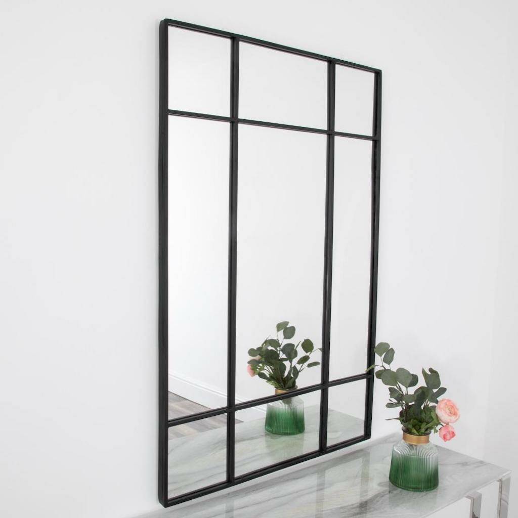 Black Window Pane Wall Mirror By Lime Lace | notonthehighstreet.com