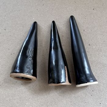 Handmade Black Ceramic Ring Holder Cones, 5 of 8