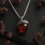 Personalised Sterling Silver Baltic Amber Acorn Necklace, thumbnail 2 of 9