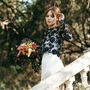 Black Macrame Lace Top Long Sleeved Wedding Dress Topper, thumbnail 4 of 10