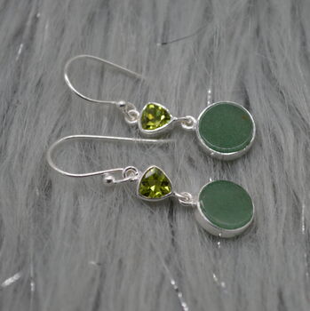 Peridot Jade Earrings: Gold Or Silver, Dangle Drop, 6 of 10