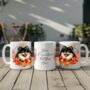 Personalised Dog Mug Black And Tan Pomeranian In An Autumn Wreath, thumbnail 2 of 2